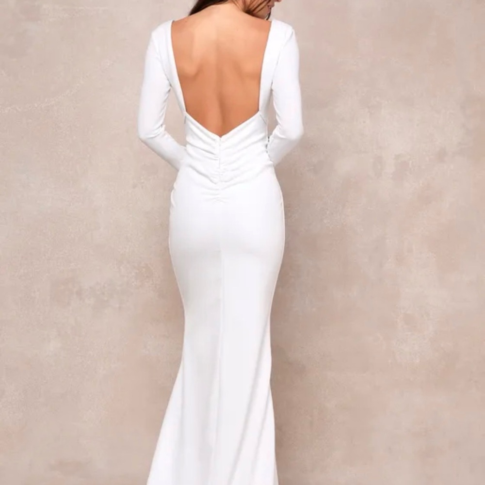 Lulu's White Backless Maxi Dress